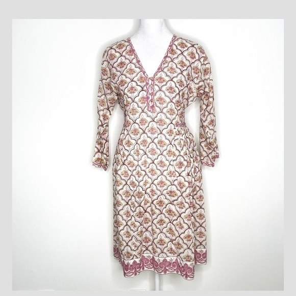 Roller Rabbit Cotton Dress Long Sleeve Relaxed Baby Doll Fit Button Bodice XXS - Picture 10 of 10